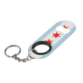 Vlag van Chicago Mini Flessenopener (Voorkant Gekanteld)