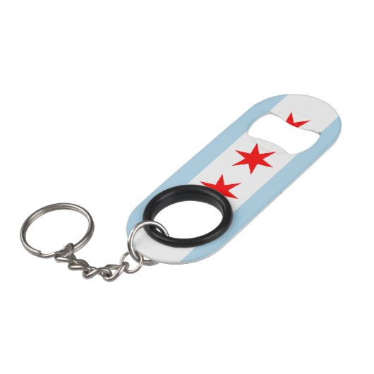 Vlag van Chicago Mini Flessenopener (Voorkant Gekanteld)