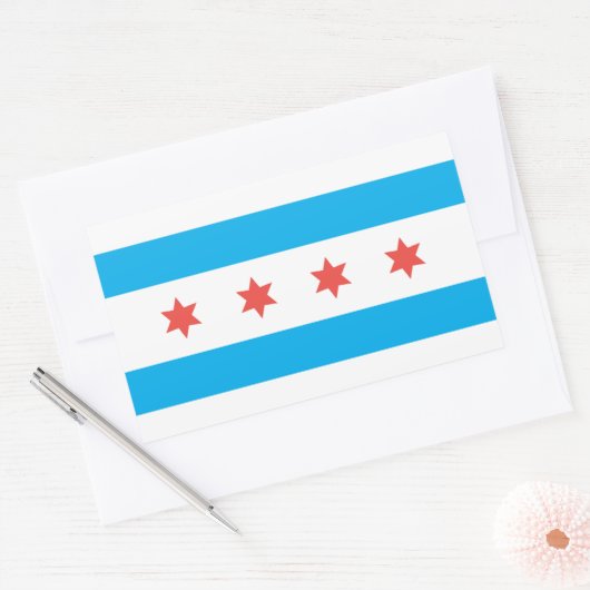 vlag van Chicago Rechthoekige Sticker (Envelop)