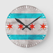  vlag van Chicago Ronde Klok (Voorkant)