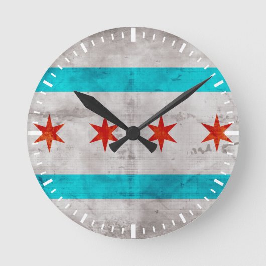 vlag van Chicago Ronde Klok (Voorkant)