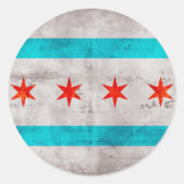  vlag van Chicago Ronde Sticker (Voorkant)