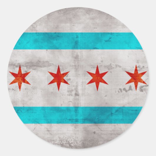 vlag van Chicago Ronde Sticker (Voorkant)