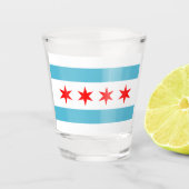vlag van Chicago Shot Glas (Voorkant)
