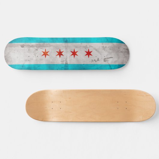  vlag van Chicago Skateboard (Horizontaal)