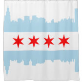 Vlag van Chicago Skyline Douchegordijn (Voorkant)