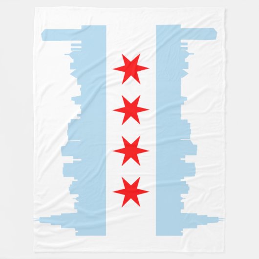 Vlag van Chicago Skyline Fleece Deken (Voorkant)