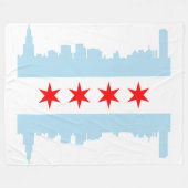Vlag van Chicago Skyline Fleece Deken (Voorkant (Horizontaal))