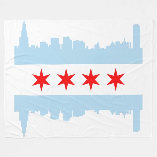 Vlag van Chicago Skyline Fleece Deken (Voorkant (Horizontaal))