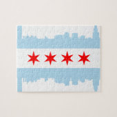 Vlag van Chicago Skyline Puzzle Legpuzzel (Horizontaal)