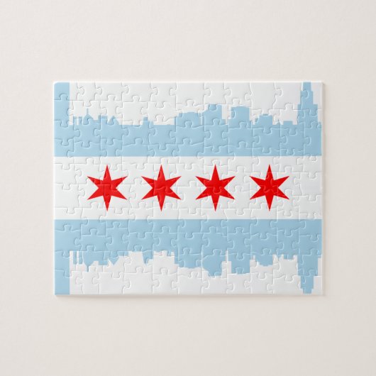 Vlag van Chicago Skyline Puzzle Legpuzzel (Horizontaal)