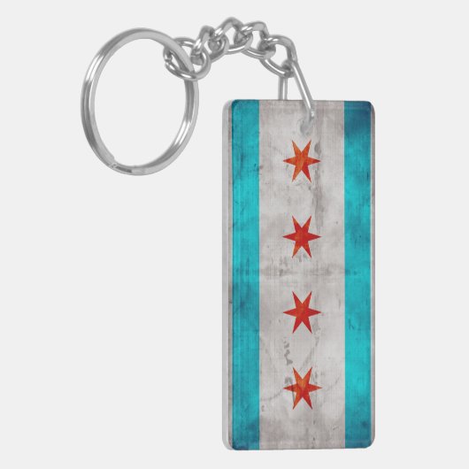  vlag van Chicago Sleutelhanger (Voorkant Links)