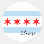 Vlag van Chicago, stad & staat Illinois VS / sport Ronde Sticker (Voorkant)