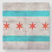  vlag van Chicago Stenen Onderzetter (Voorkant)