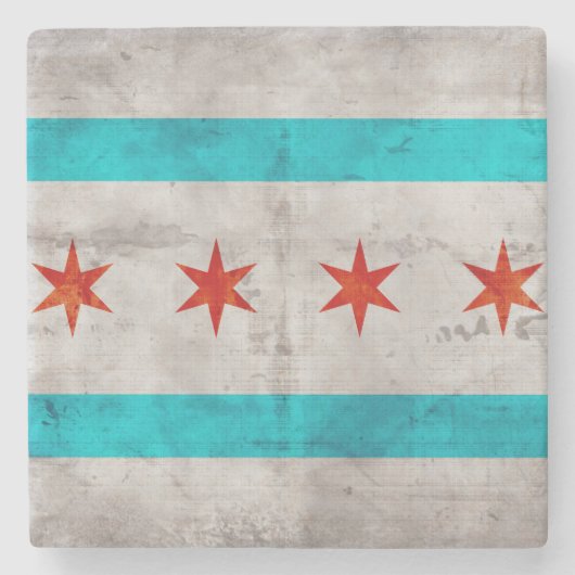  vlag van Chicago Stenen Onderzetter (Voorkant)