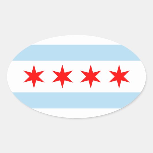 Vlag van Chicago t shirt Ovale Sticker (Voorkant)