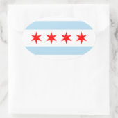 Vlag van Chicago t shirt Ovale Sticker (Tas)