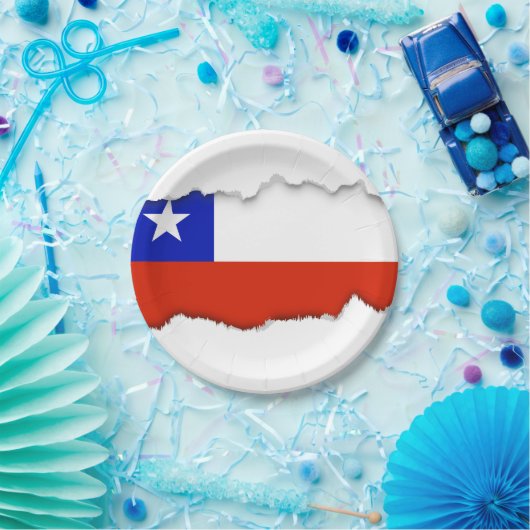 vlag van Chili Papieren Bordje (Feest)