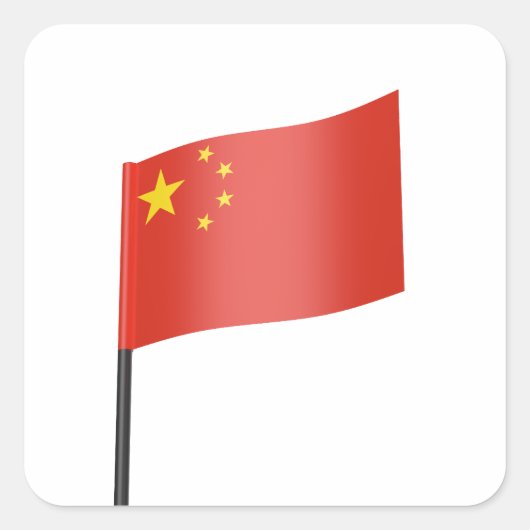 Vlag van China Vierkante Sticker (Voorkant)
