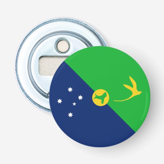 Vlag van Christmaseiland Button Flesopener (Voorkant)