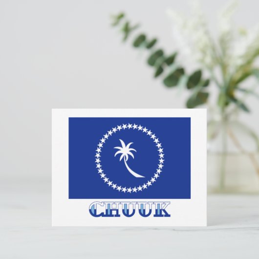 Vlag van Chuuk, met naam Briefkaart (Staand voorkant)