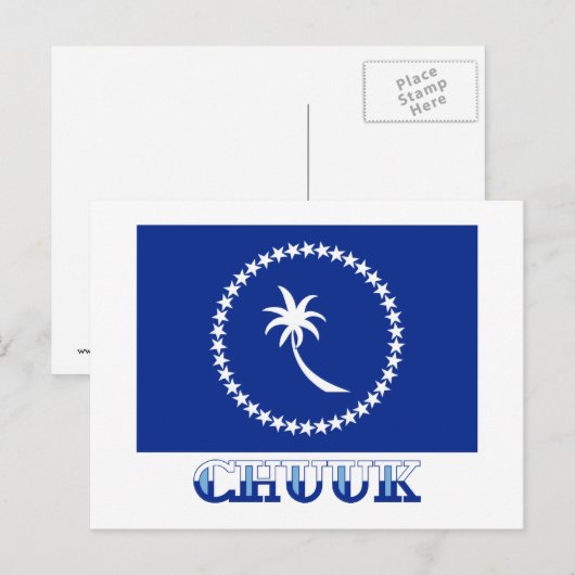 Vlag van Chuuk, met naam Briefkaart (Voorkant / Achterkant)