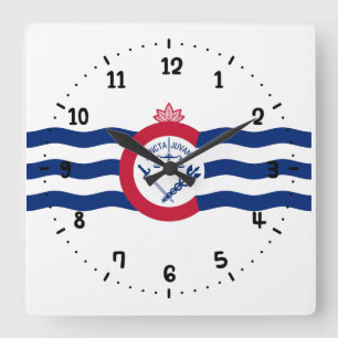 Vlag van Cincinnati, Ohio Square Wall Clock Vierkante Klok