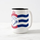 Vlag van Cincinnati (Ohio) Tweekleurige Koffiemok (Voorkant rechts)