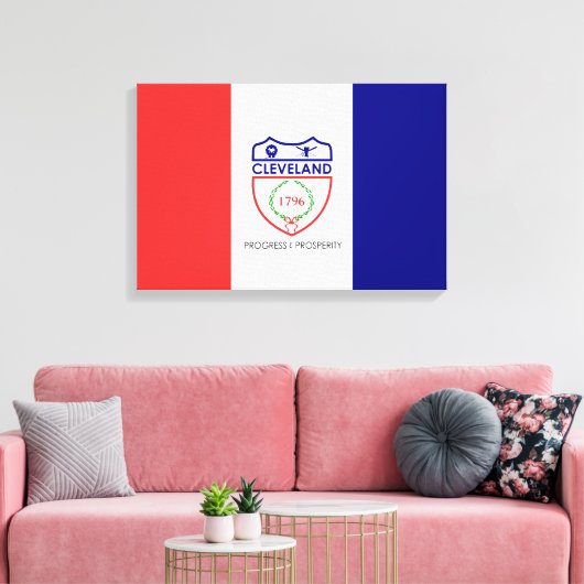 Vlag van Cleveland (Ohio) Canvas Afdruk (Insitu (Woonkamer))