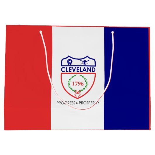 Vlag van Cleveland, Ohio Large Gift Bag Groot Cadeauzakje (Achterkant)