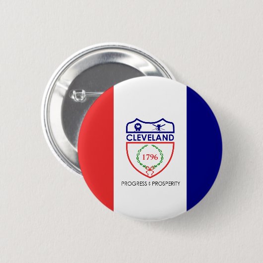 Vlag van Cleveland, Ohio Pinback Button (Voorkant /achterkant)