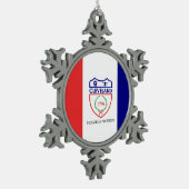 Vlag van Cleveland, Ohio Snowflake Pewter Kerstmis Tin Sneeuwvlok Ornament (Links)