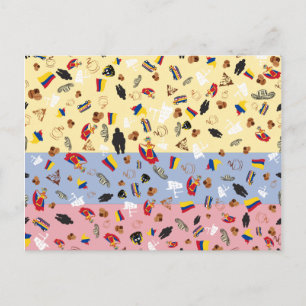 Vlag van Colombia met beroemde artikelen van het l Briefkaart