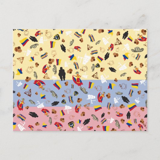 Vlag van Colombia met beroemde artikelen van het l Briefkaart (Voorkant)