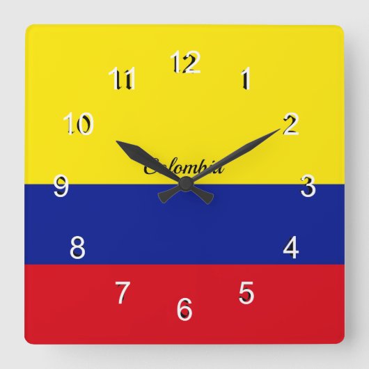 Vlag van Colombia Vierkante Klok (Voorkant)