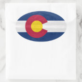 vlag van Colorado met bergachtergrond Ovale Sticker (Tas)