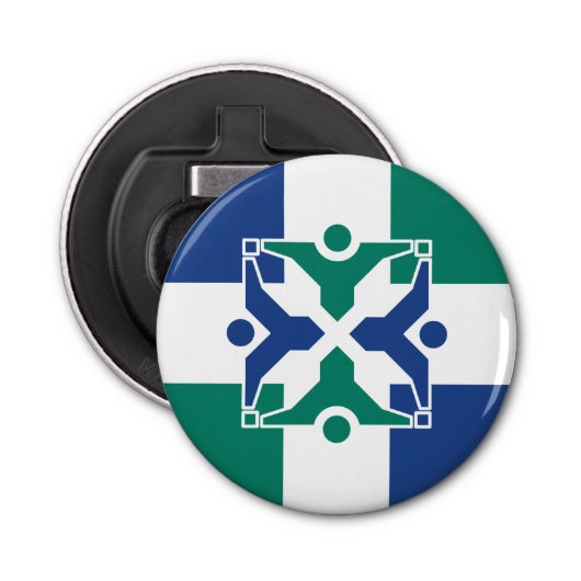 Vlag van Columbia, Missouri Button Flesopener (Voorkant)