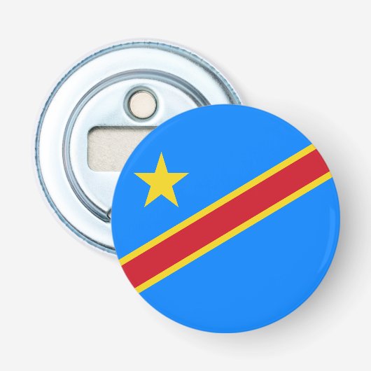 Vlag van Congo Kinshasa Button Flesopener (Voorkant)