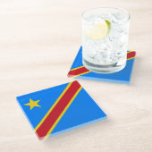 Vlag van Congo Kinshasa Glazen Onderzetter (Schuin)