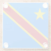 Vlag van Congo Kinshasa Glazen Onderzetter (Achterkant)