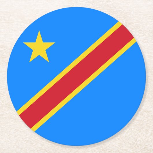 Vlag van Congo Kinshasa Ronde Kartonnen Onderzetter (Voorkant)