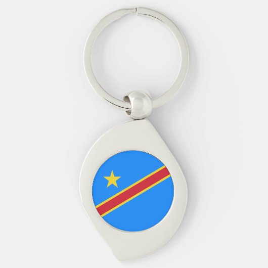 Vlag van Congo Kinshasa Sleutelhanger (Voorkant)