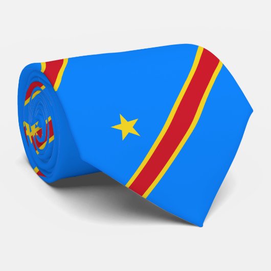 Vlag van Congo Kinshasa Stropdas (Opgerold)