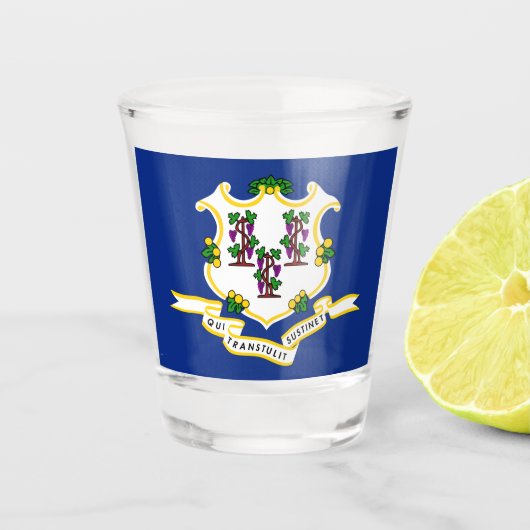 Vlag van Connecticut Shot Glas (Voorkant)