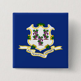 Vlag van Connecticut Vierkante Button 5,1 Cm