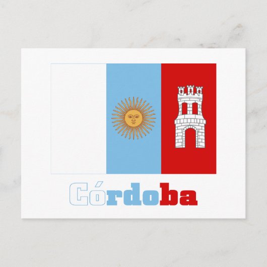 vlag van Córdoba met naam Briefkaart (Voorkant)