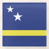 vlag van Curaçao Glazen Onderzetter (Voorkant)