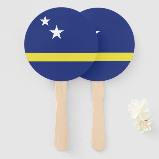 vlag van Curaçao Handwaaier (Voorkant en achterkant)