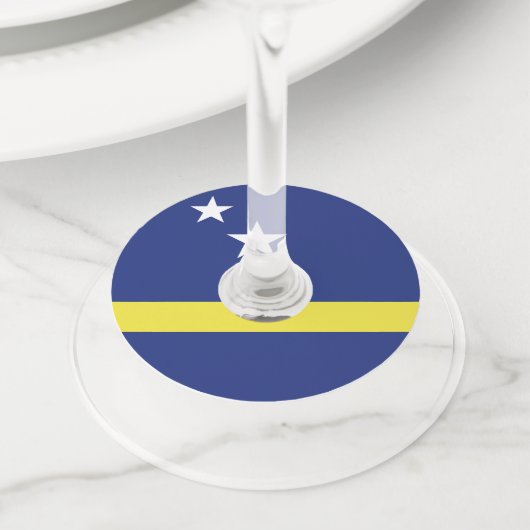 vlag van Curaçao Wijnglaslabel (Dichtbij)