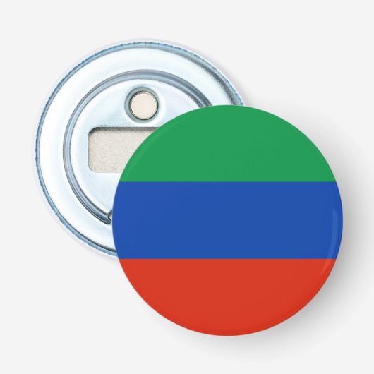Vlag van Dagestan Button Flesopener (Voorkant)